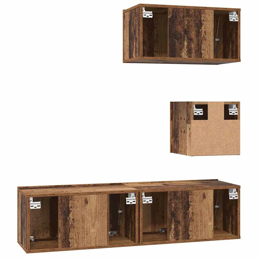 Ensemble meuble TV 4 pcs Bois Ancien Bois d'ingénierie - 9