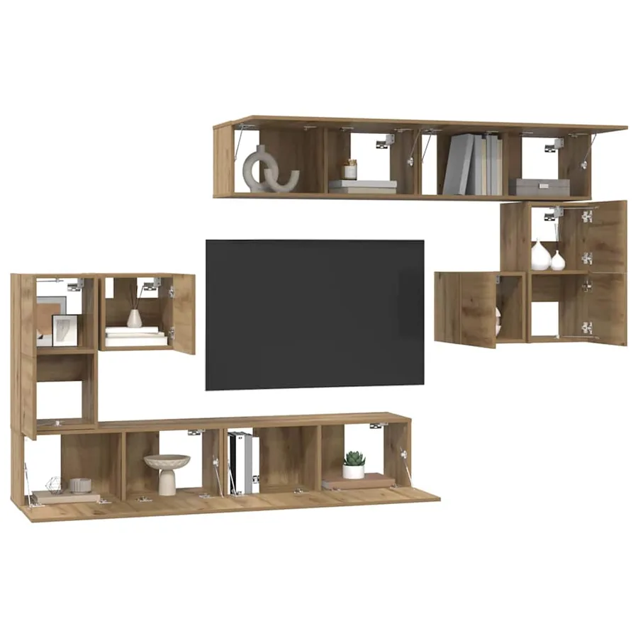 Unites TV 4 pcs Chêne artisanal Bois d'ingénierie - 3