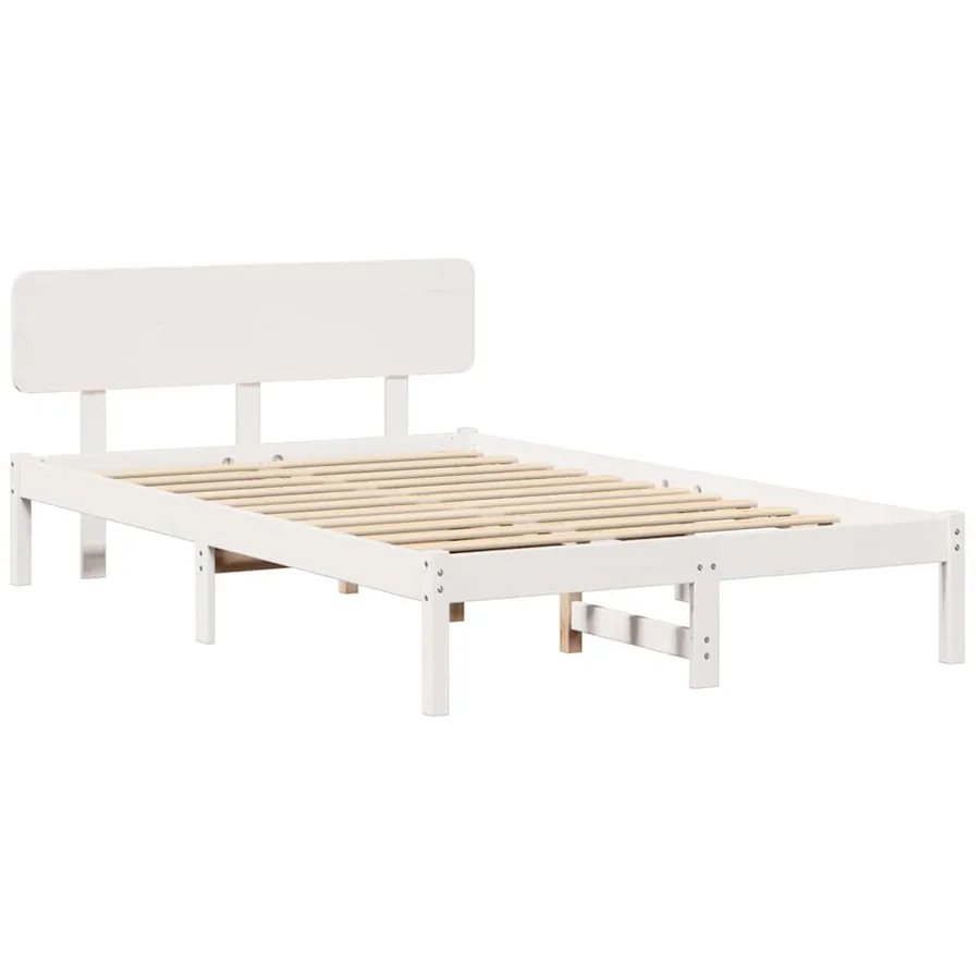 Cadre de lit avec tête de lit Blanc 120 x 190 cm Pin massif - 4
