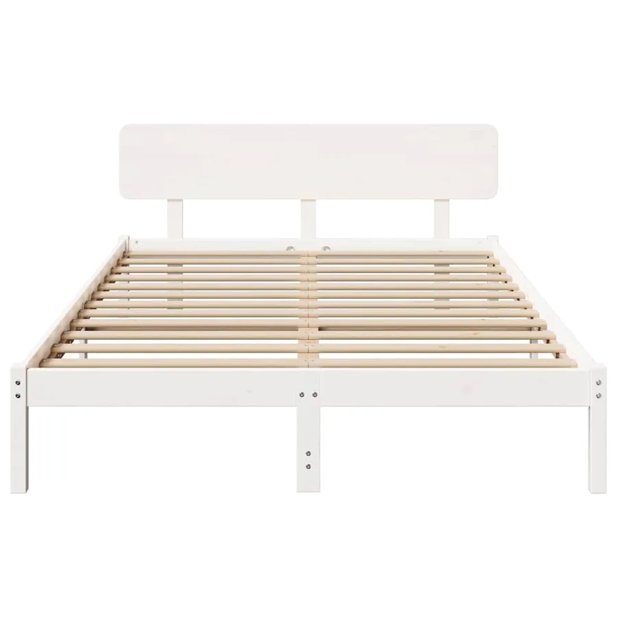 Cadre de lit avec tête de lit Blanc 160 x 200 cm Pin massif - 5