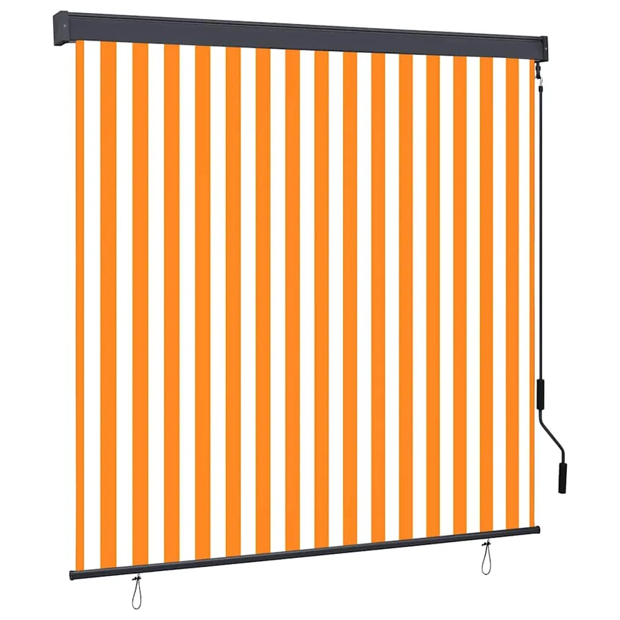 Store enrouleur Blanc et Orange 180 x 250 cm Tissu et Aluminium