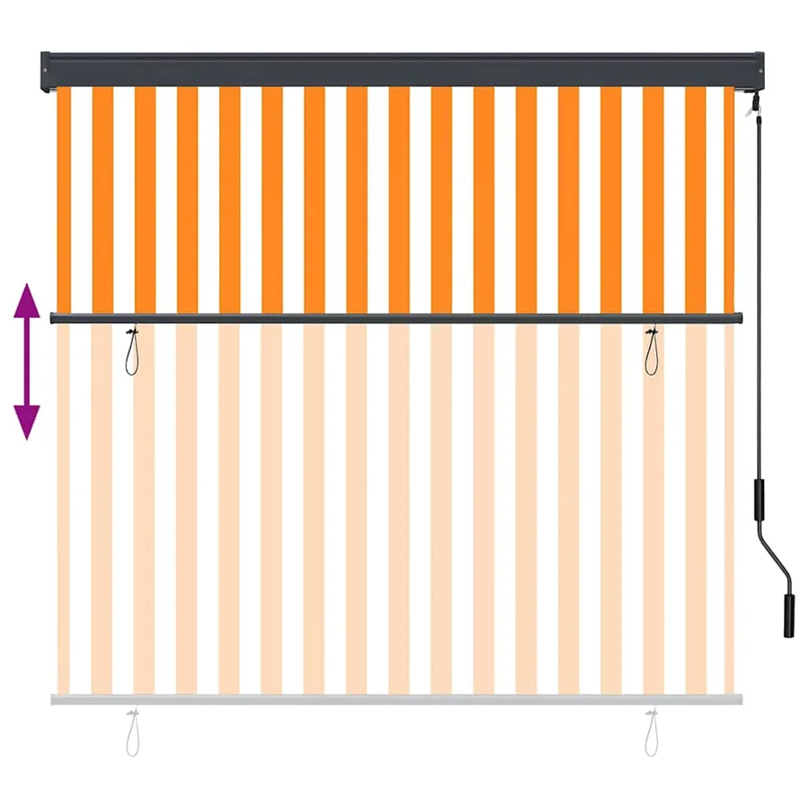 Store enrouleur Blanc et Orange 180 x 250 cm Tissu et Aluminium - 7