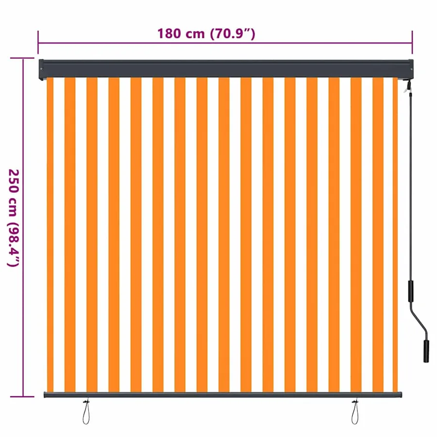 Store enrouleur Blanc et Orange 180 x 250 cm Tissu et Aluminium - 8
