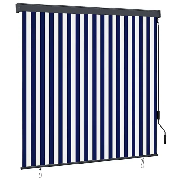 Store enrouleur Bleu et Blanc 180 x 250 cm Tissu et Aluminium