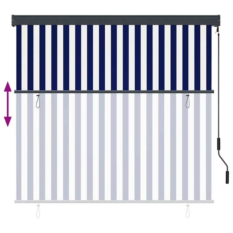 Store enrouleur Bleu et Blanc 180 x 250 cm Tissu et Aluminium - 7