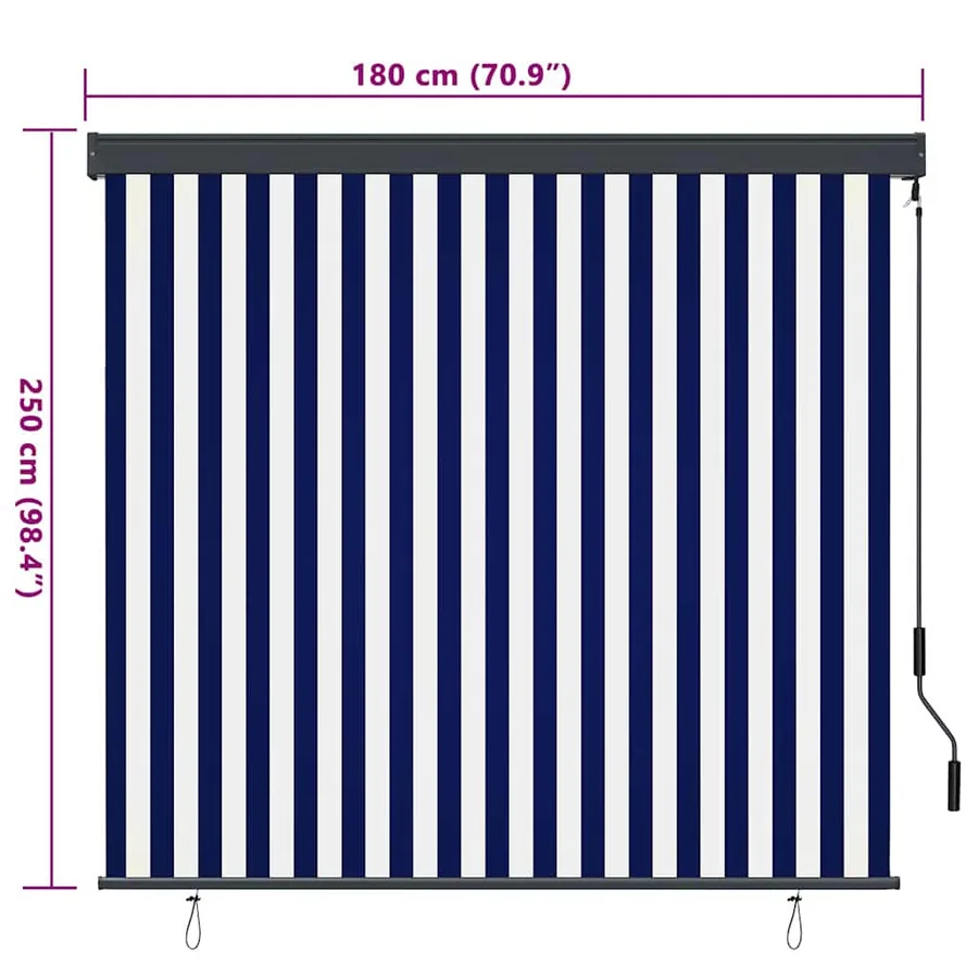 Store enrouleur Bleu et Blanc 180 x 250 cm Tissu et Aluminium - 8
