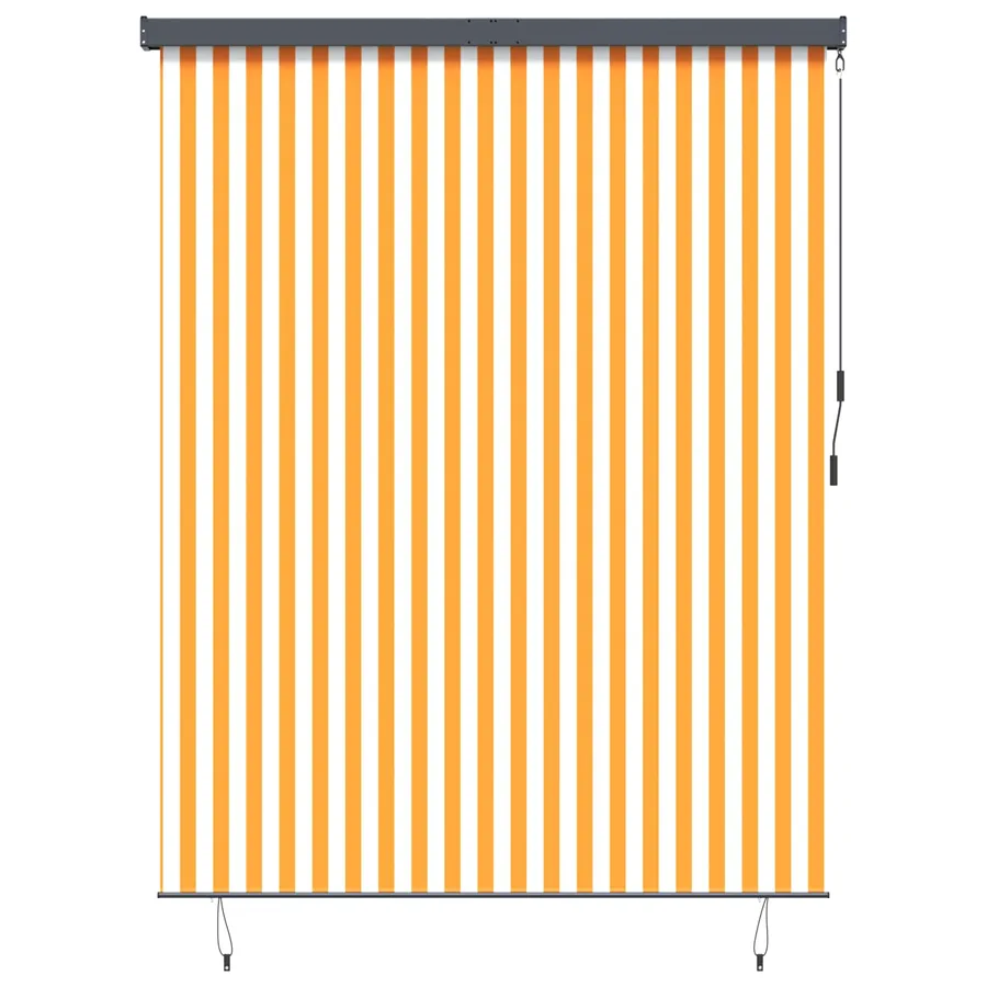 Store enrouleur Blanc et Orange 200 x 250 cm Tissu et Aluminium