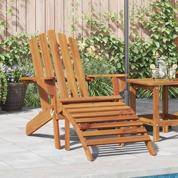 Chaise de jardin Adirondack et repose-pied Bois d'acacia massif