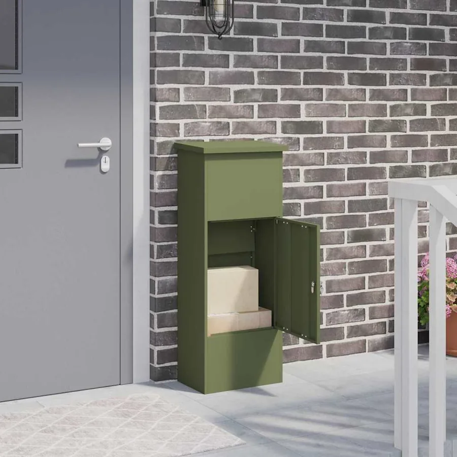 Boîte de dépôt de colis Vert olive 44,5 x 29 x 110,5 cm Acier