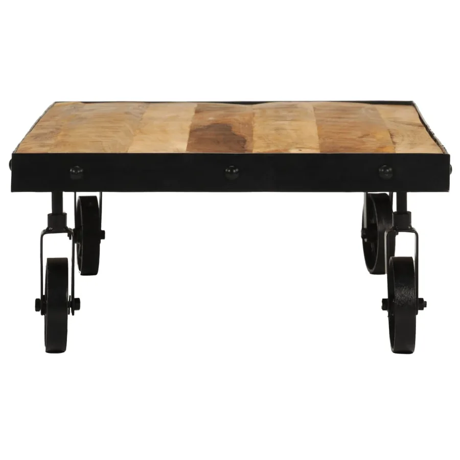 Table basse avec roulettes bois de manguier massif 100x55x26 cm - 3