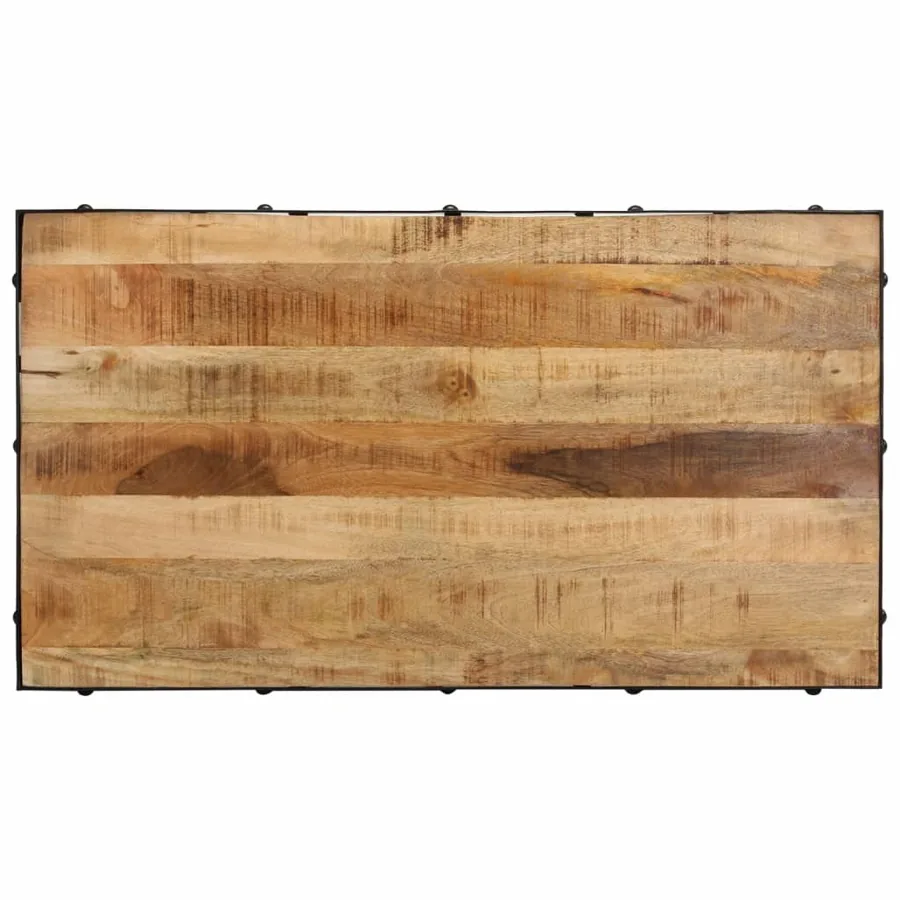 Table basse avec roulettes bois de manguier massif 100x55x26 cm - 4
