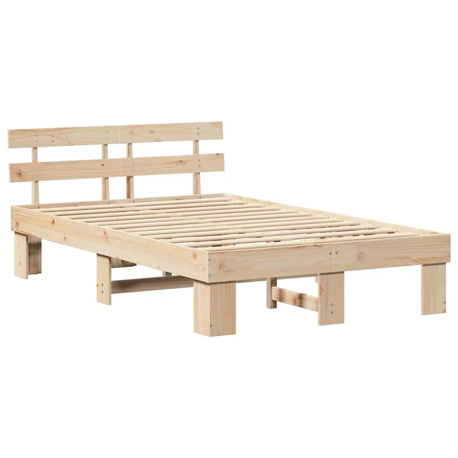 Cadre de lit avec tête de lit Naturel 140 x 190 cm Pin massif - 4
