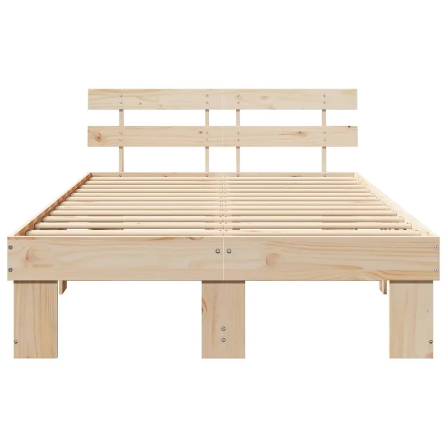 Cadre de lit avec tête de lit Naturel 140 x 190 cm Pin massif - 5