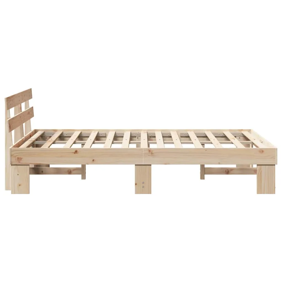 Cadre de lit avec tête de lit Naturel 140 x 190 cm Pin massif - 6