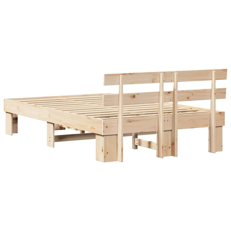 Cadre de lit avec tête de lit Naturel 140 x 190 cm Pin massif - 7