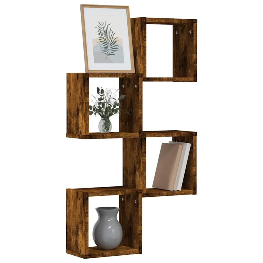 Étagères Murales avec étagère 4 pcs Chêne fumé 26 x 15 x 26 cm - 3