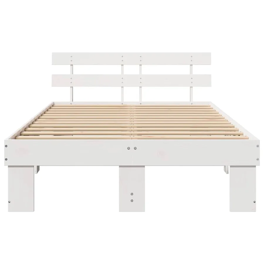 Cadre de lit avec tête de lit Blanc 135 x 190 cm Pin massif - 5