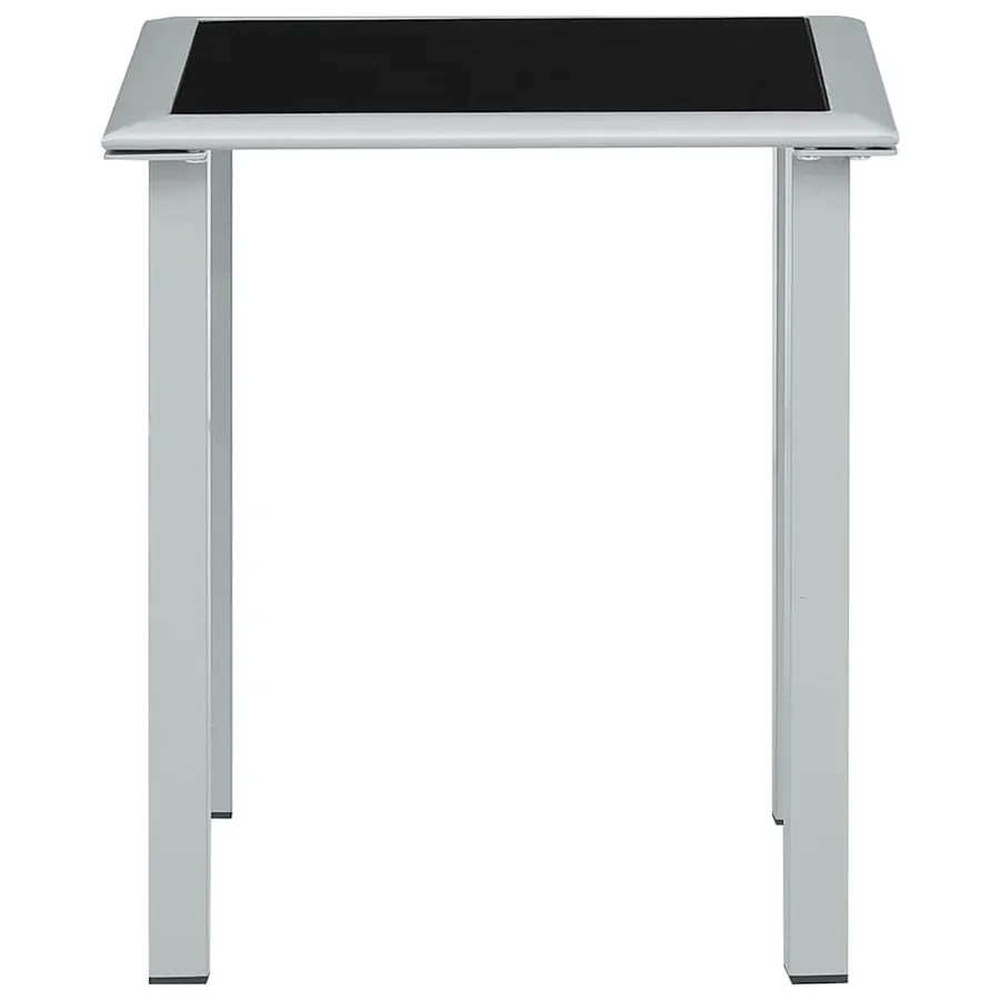 Table de jardin Noir et argenté 41x41x45 cm Acier et verre - 2