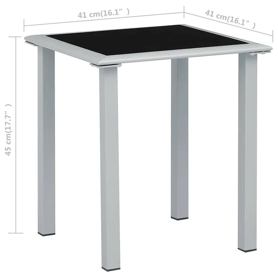 Table de jardin Noir et argenté 41x41x45 cm Acier et verre - 4