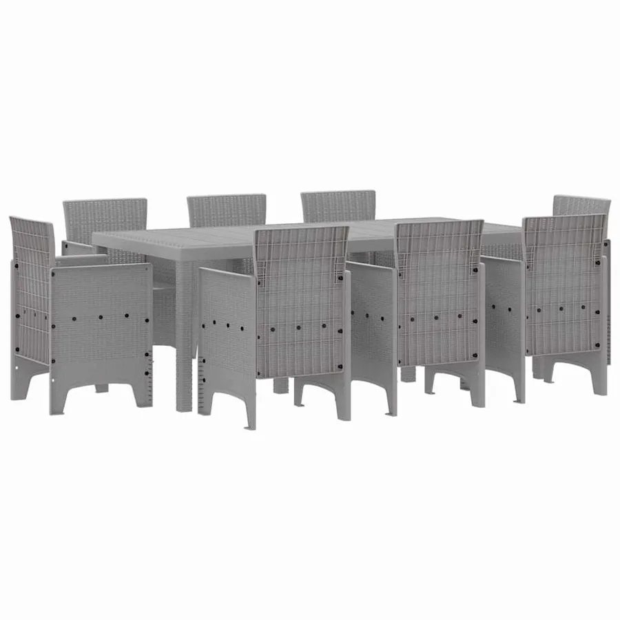 Ensemble de salle à manger pour jardin 9 pcs Gris clair - 2