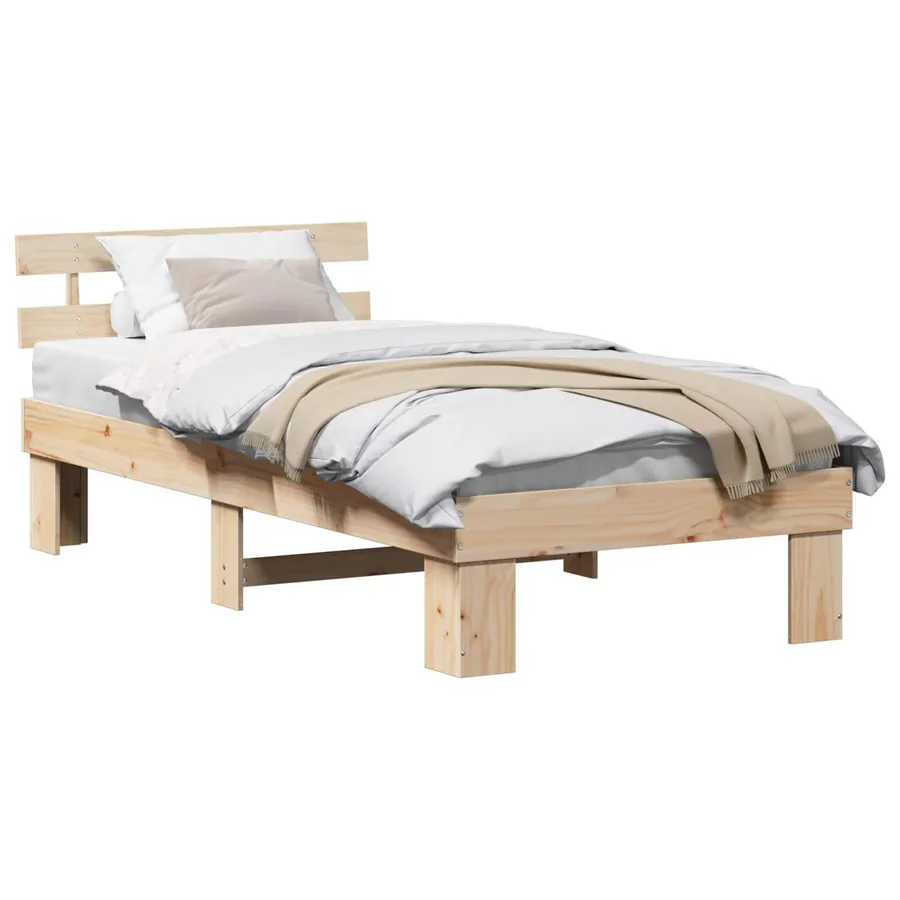 Cadre de lit avec tête de lit Naturel 75 x 190 cm Pin massif - 2