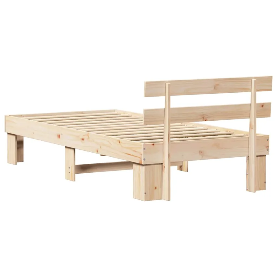 Cadre de lit avec tête de lit Naturel 75 x 190 cm Pin massif - 7