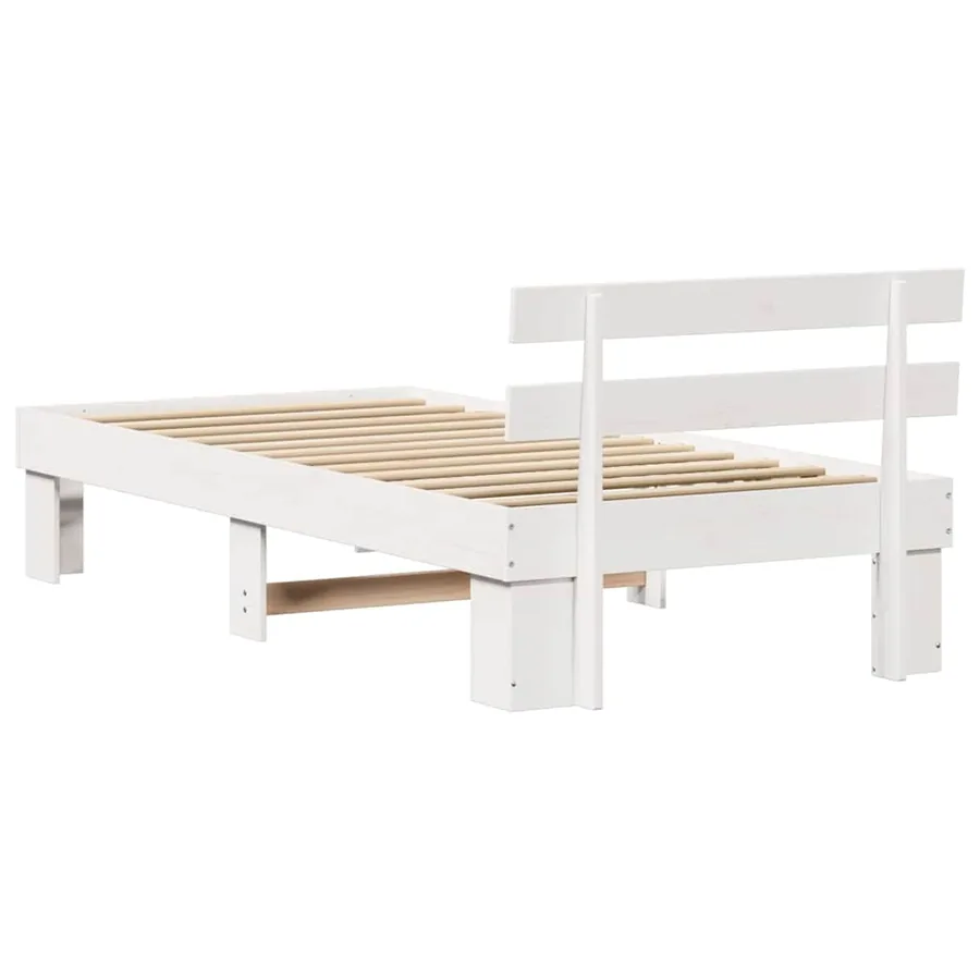 Cadre de lit avec tête de lit Blanc 90 x 190 cm Pin massif - 7