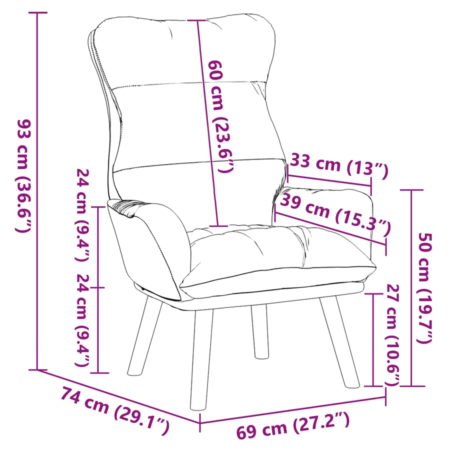 fauteuil Noir 69 x 74 x 93 cm Velours - 9