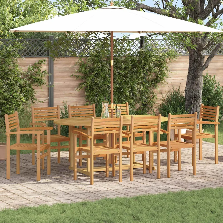 Ensemble de salle à manger pour jardin 9 pcs Marron