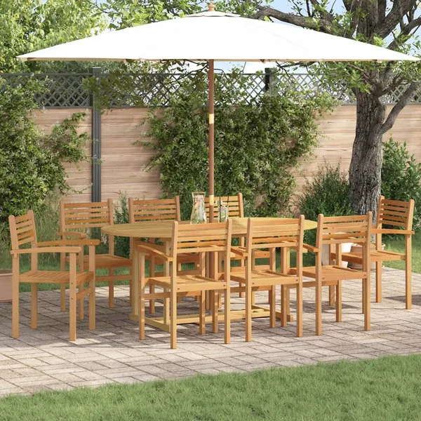 Ensemble de salle à manger pour jardin 9 pcs Marron