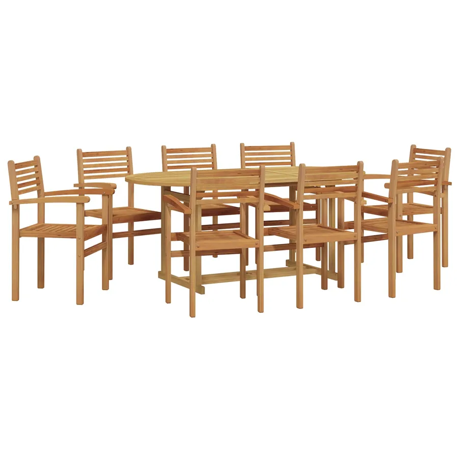 Ensemble de salle à manger pour jardin 9 pcs Marron - 2