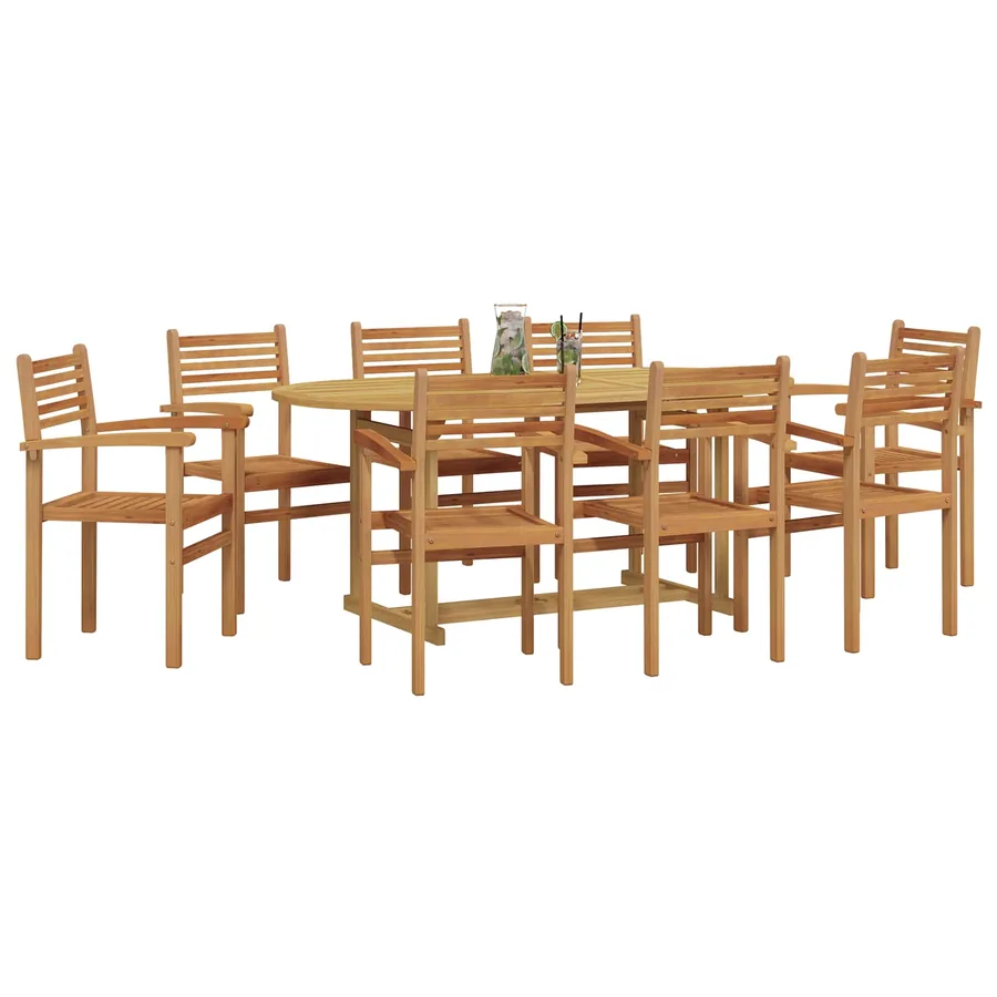 Ensemble de salle à manger pour jardin 9 pcs Marron - 3