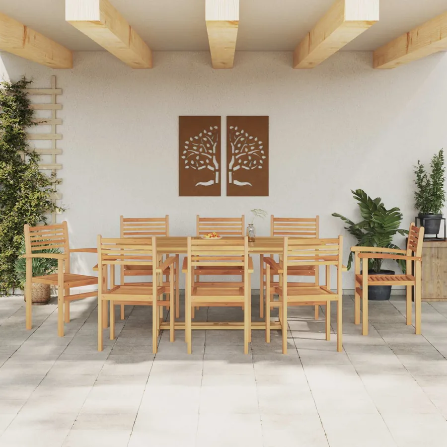 Ensemble de salle à manger pour jardin 9 pcs Marron - 4
