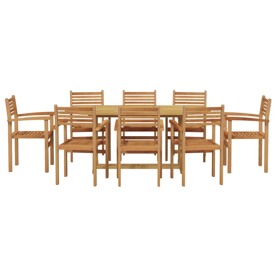 Ensemble de salle à manger pour jardin 9 pcs Marron - 7