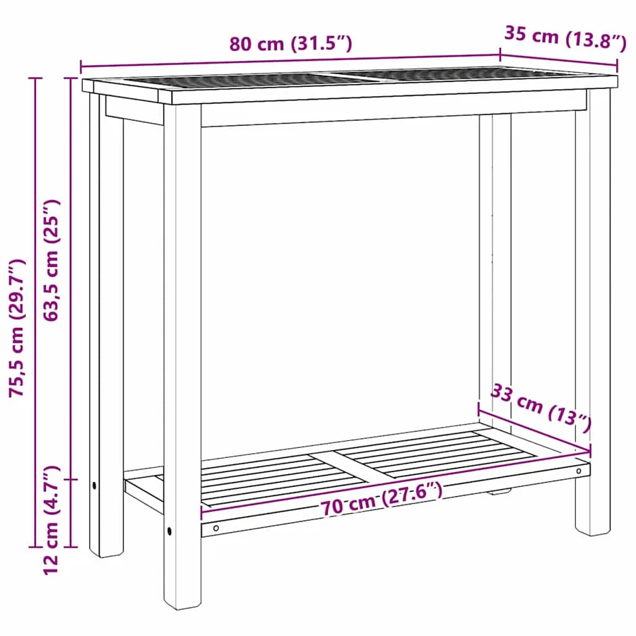 Table console Marron 80 x 35 x 75 cm Bois de teck massif - 11