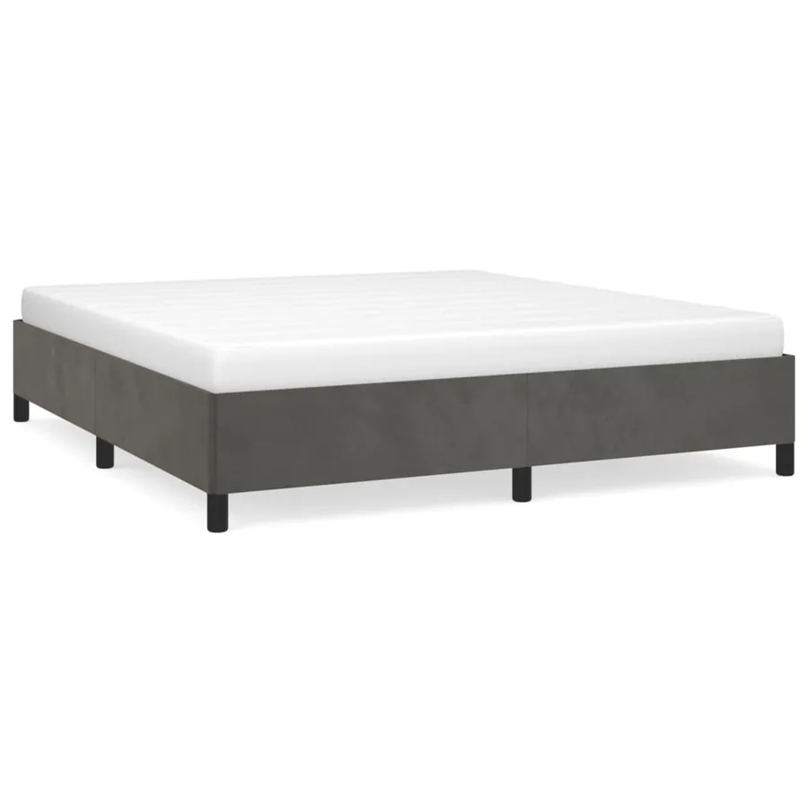 Cadre de lit sans matelas gris foncé 160x200 cm velours - 2