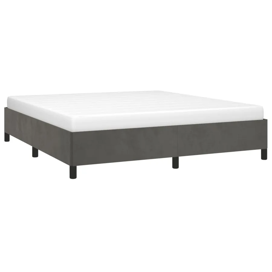 Cadre de lit sans matelas gris foncé 160x200 cm velours - 3