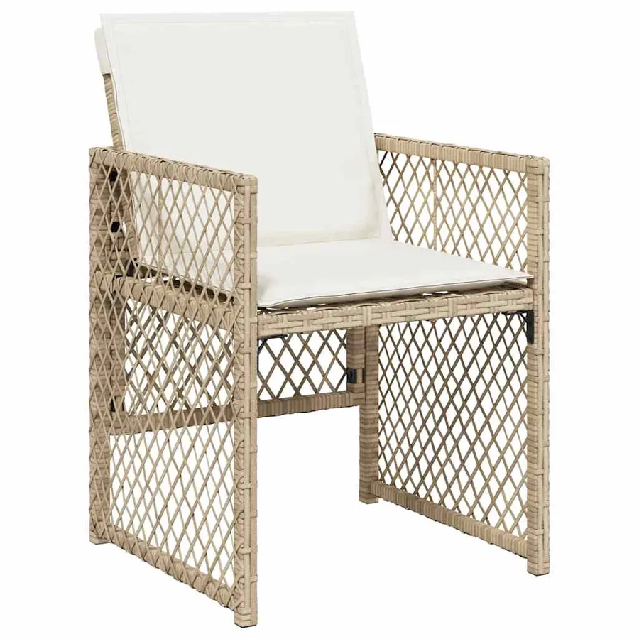 Ensemble à manger de jardin avec coussins 5pcs Beige poly rotin - 3