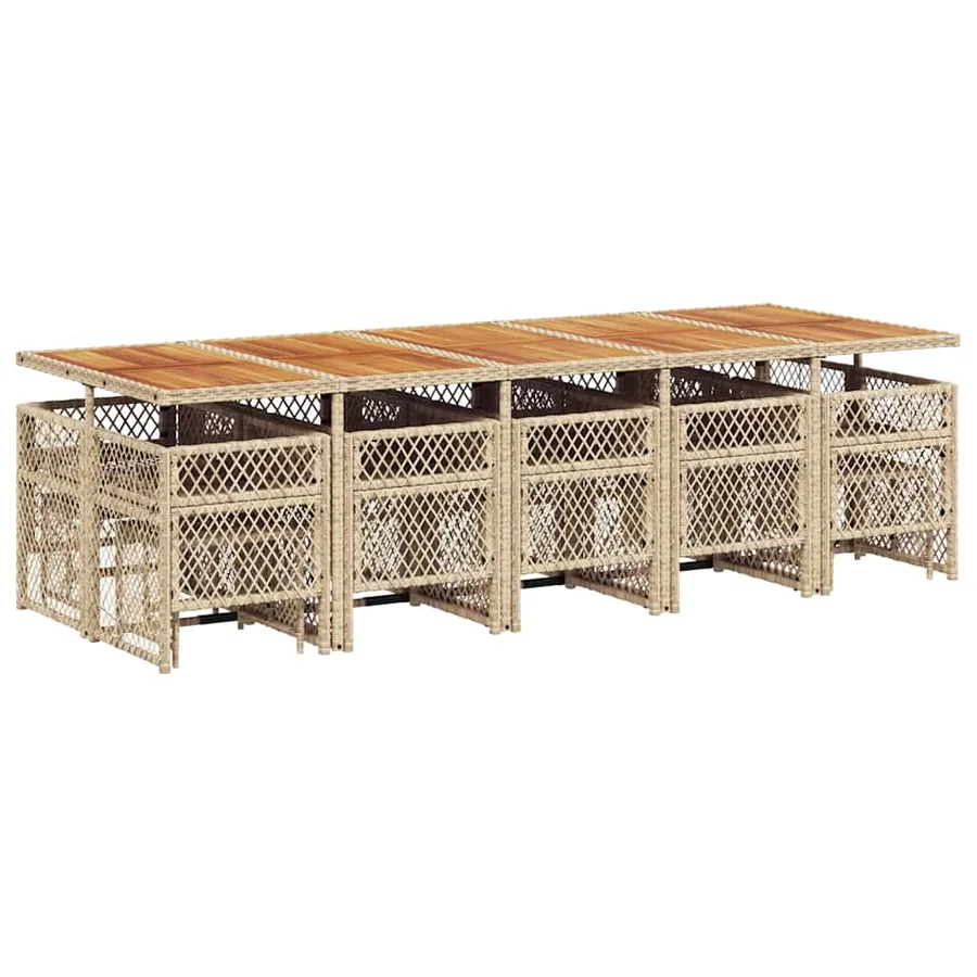 Ensemble à manger de jardin et coussins 15 pcs beige - 6
