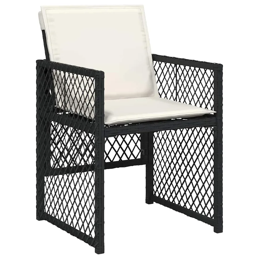 Ensemble à manger de jardin 9pcs coussins noir résine tressée - 4