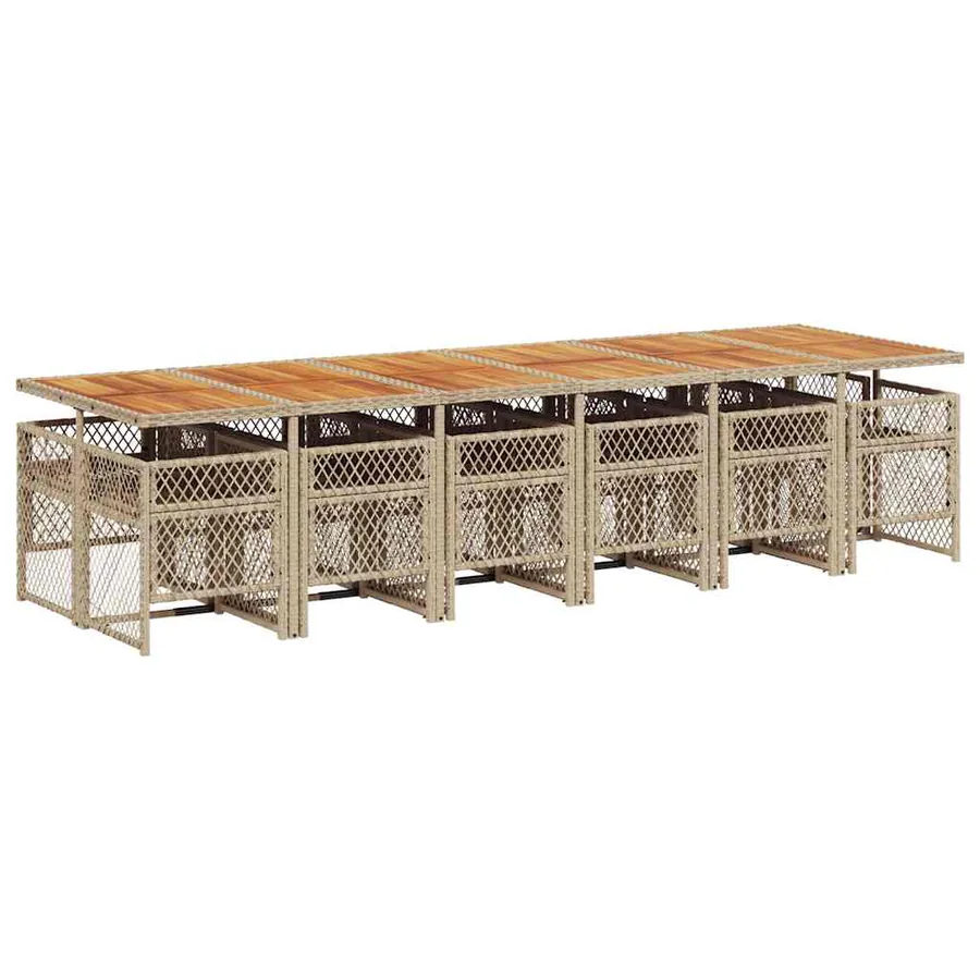 Ensemble à manger de jardin et coussins 13 pcs beige - 5