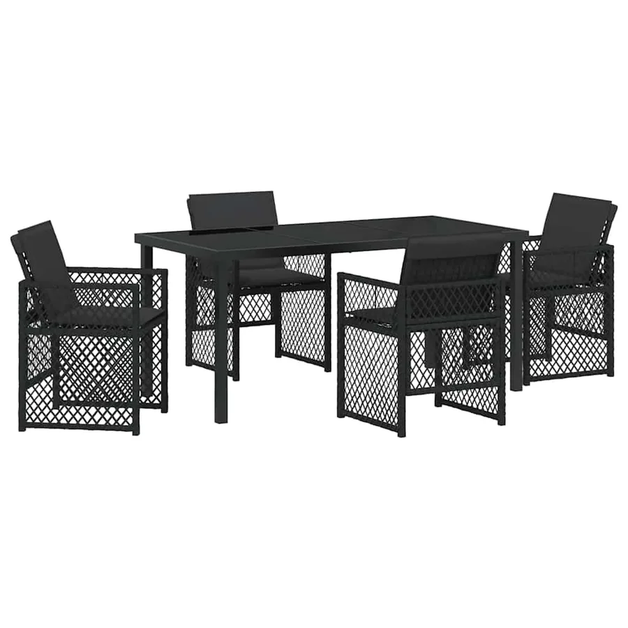 Ensemble de salle à manger pour jardin 5 pcs Noir polyrotin - 2