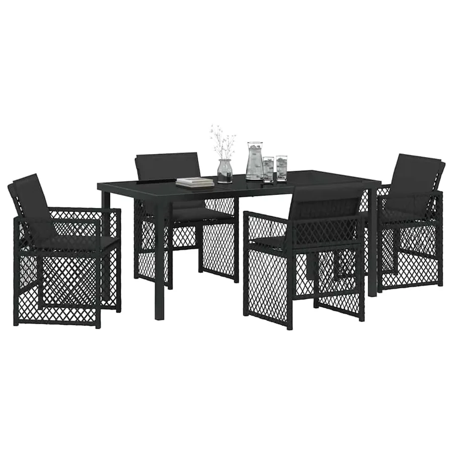 Ensemble de salle à manger pour jardin 5 pcs Noir polyrotin - 3