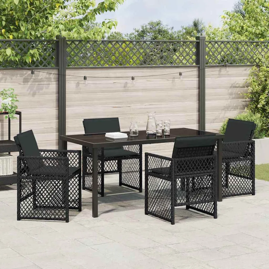 Ensemble de salle à manger pour jardin 5 pcs Noir polyrotin - 4