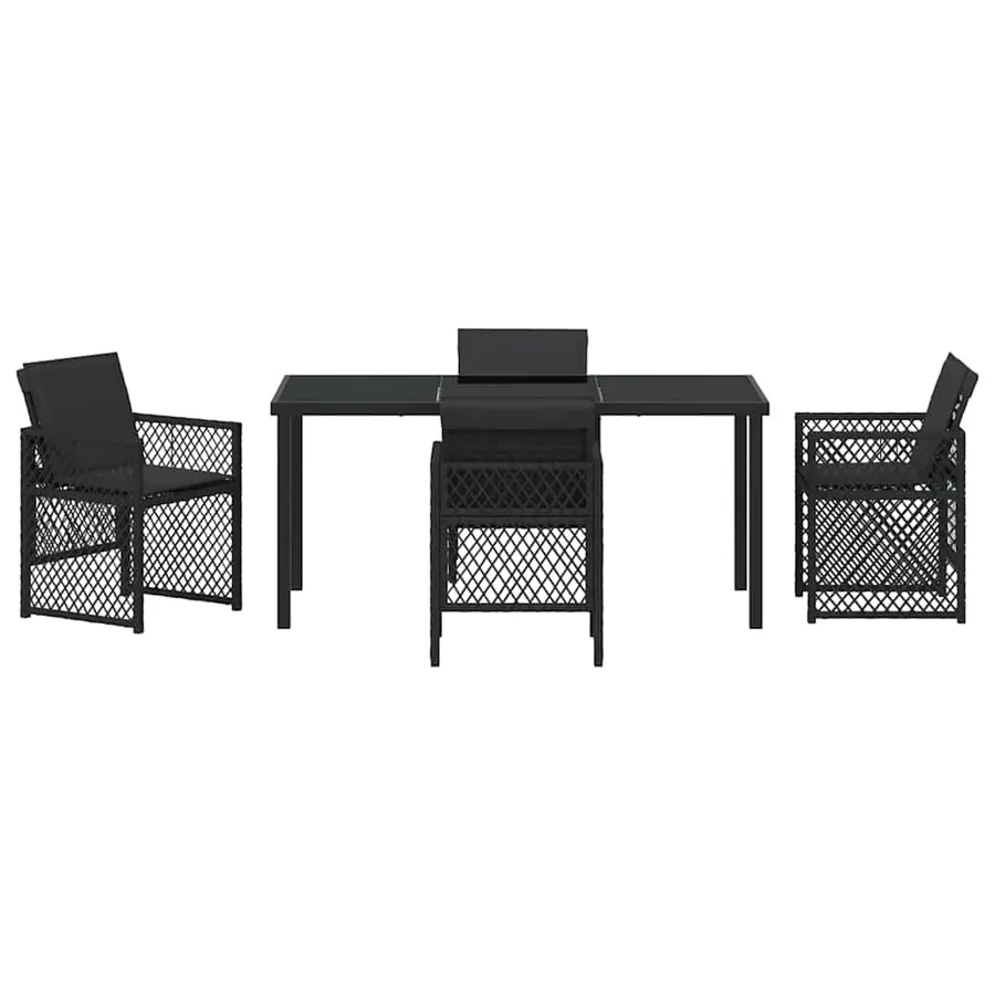 Ensemble de salle à manger pour jardin 5 pcs Noir polyrotin - 7