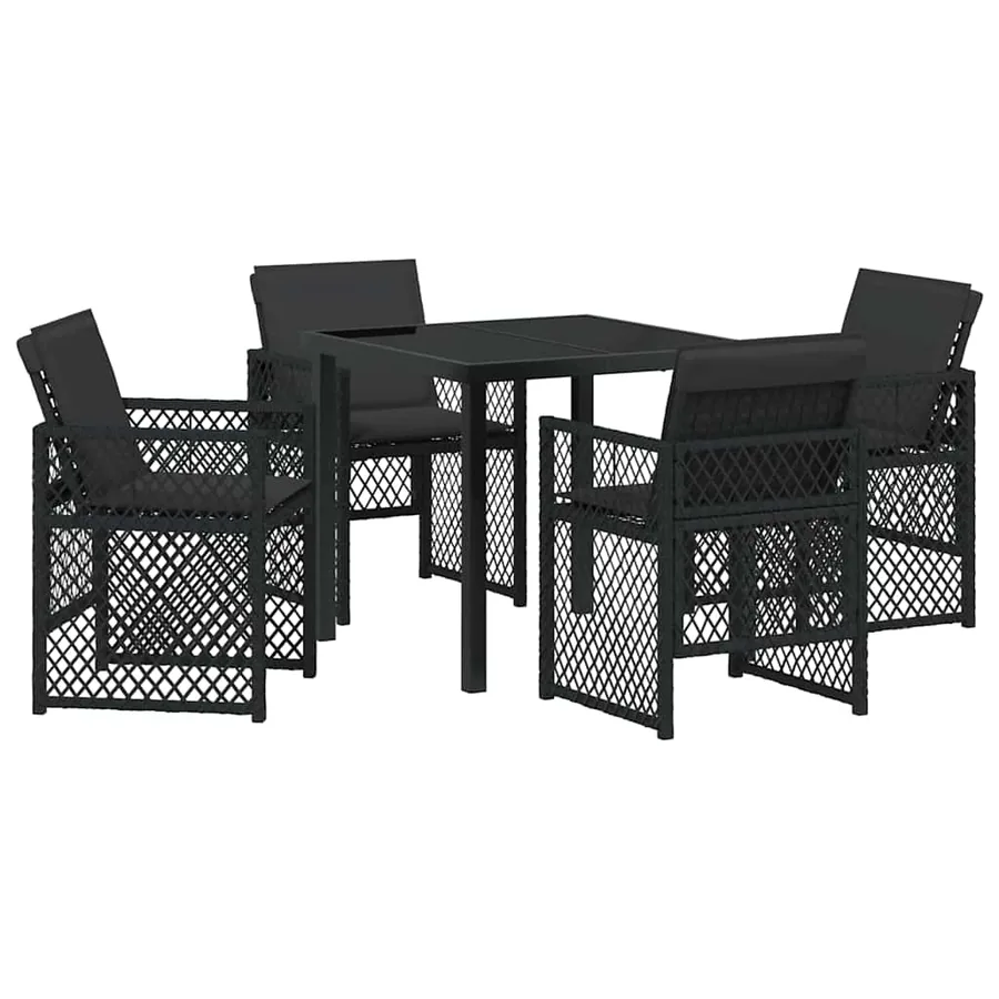 Ensemble de salle à manger pour jardin 5 pcs Noir polyrotin - 2