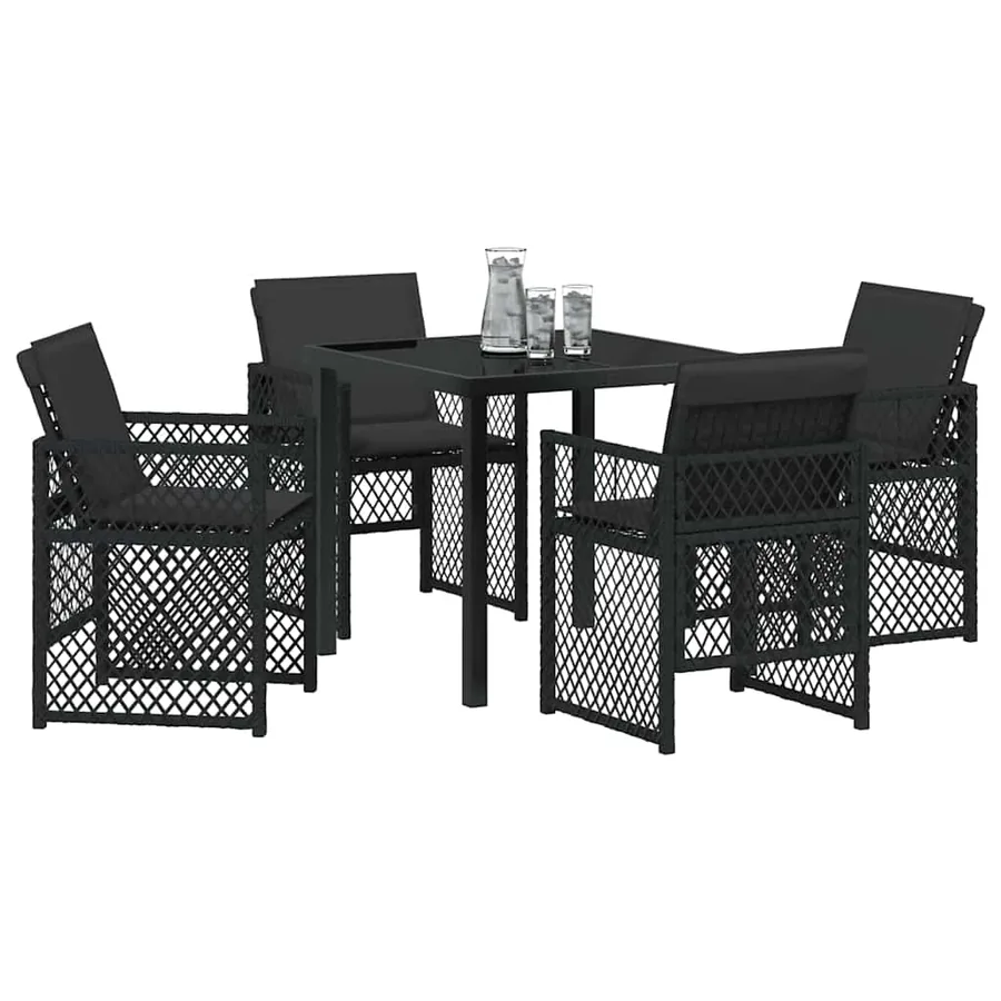 Ensemble de salle à manger pour jardin 5 pcs Noir polyrotin - 3