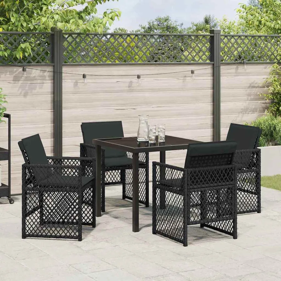 Ensemble de salle à manger pour jardin 5 pcs Noir polyrotin - 4