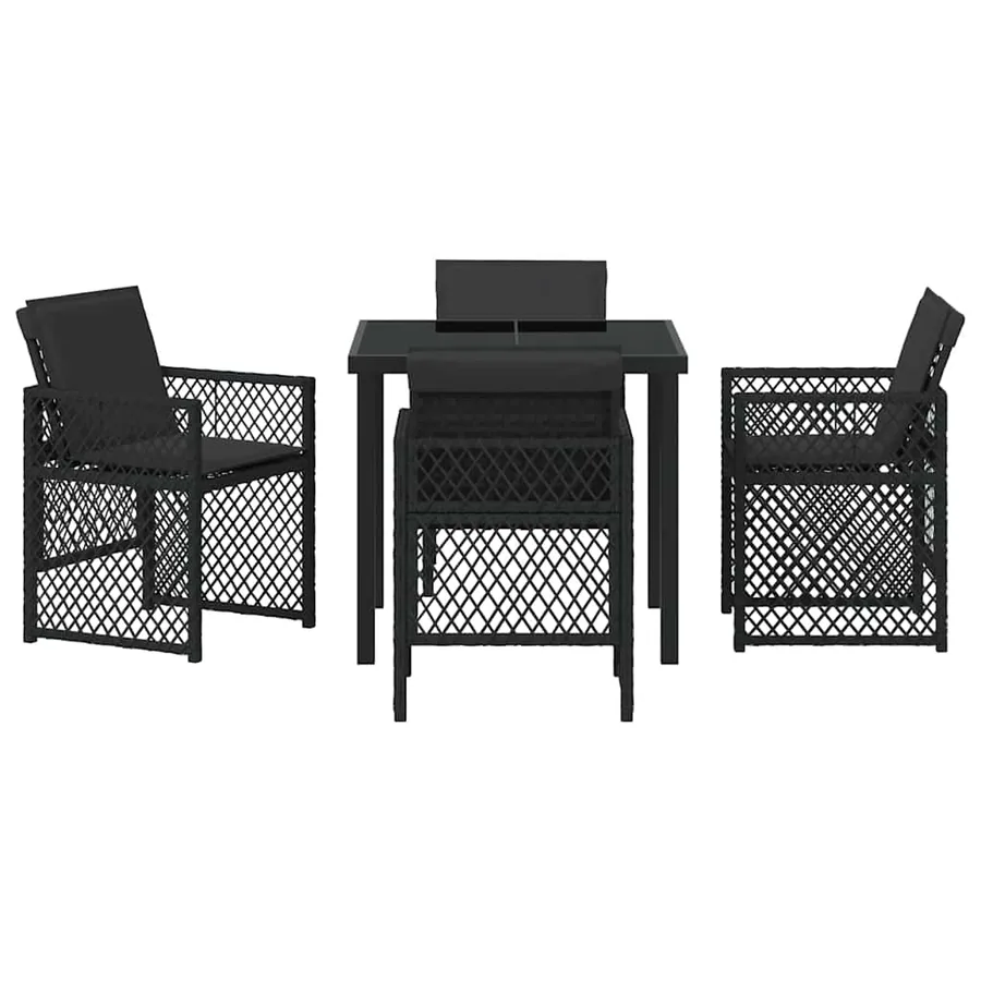 Ensemble de salle à manger pour jardin 5 pcs Noir polyrotin - 7
