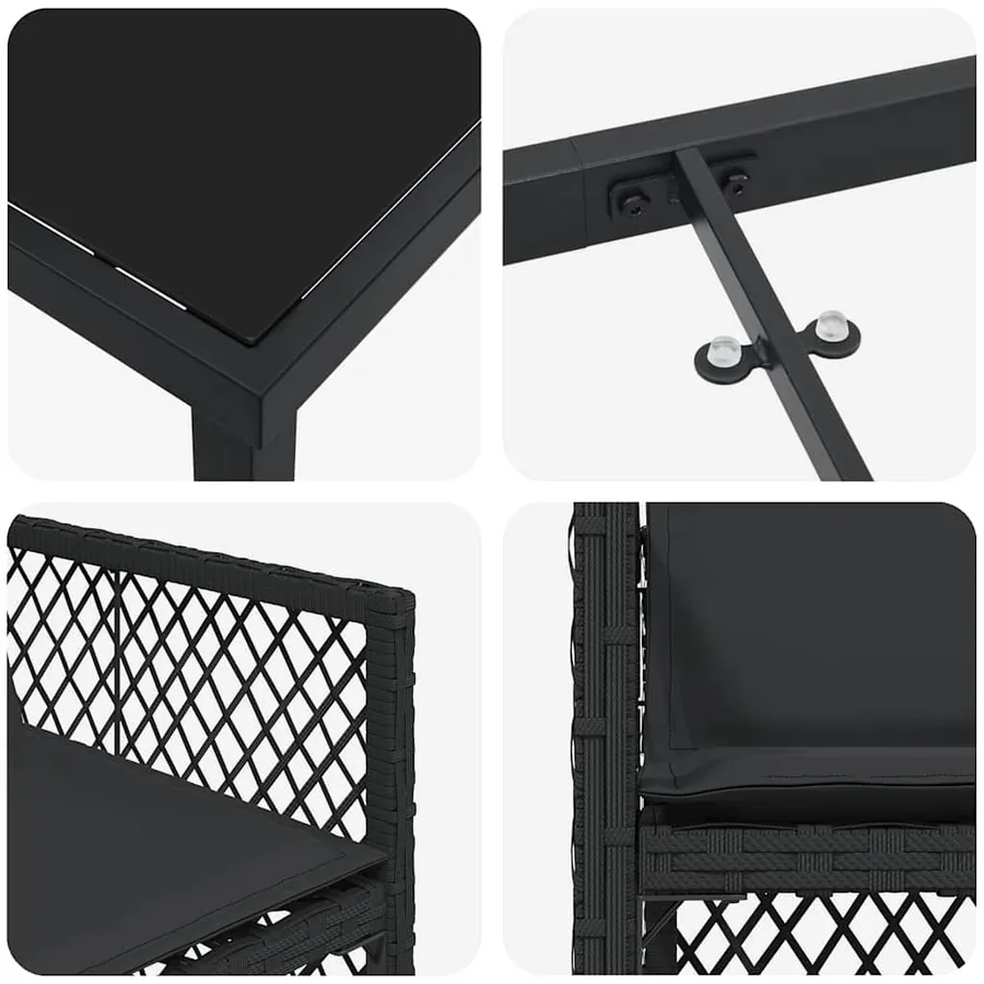 Ensemble de salle à manger pour jardin 5 pcs Noir polyrotin - 9